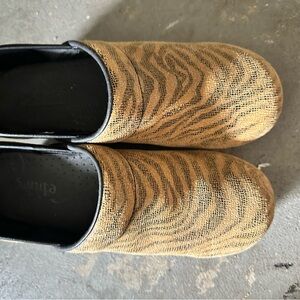 Sanita Zebra Print Mules - Tan and Black